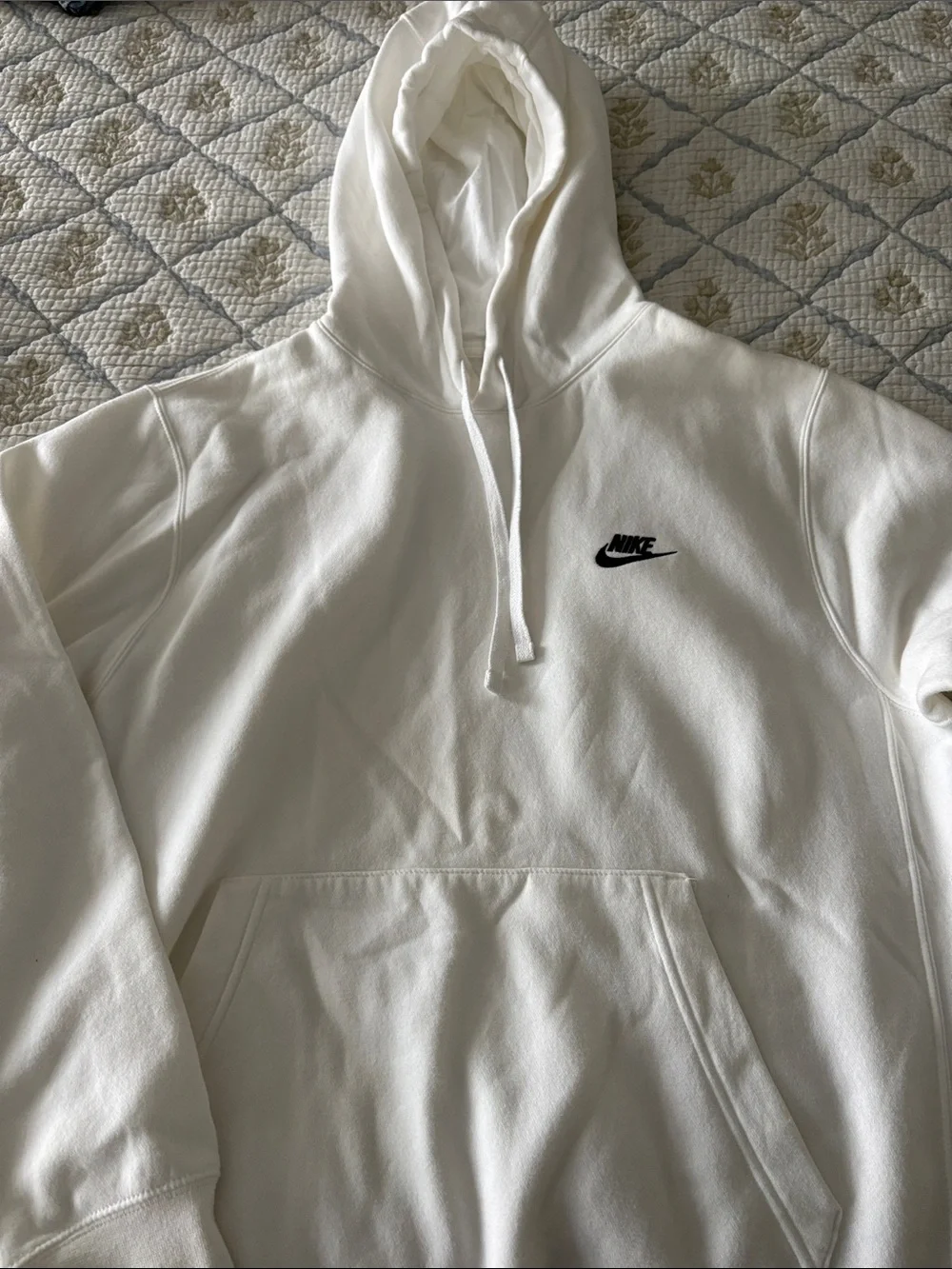 Nike White Hoodie with Black Swoosh